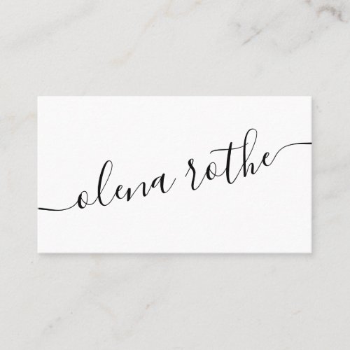 Script Calligraphy White Modern Professional  Bus Business Card
