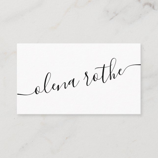 Script Calligraphy, White Modern Professional  Bus Business Card (Front)