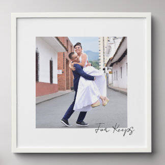 Script Caption | For Keeps | Wedding Couple Peel And Stick Photo Tile