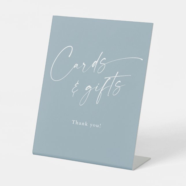 Script Cards and Gifts Boys Baby Shower Pedestal Sign (Front)