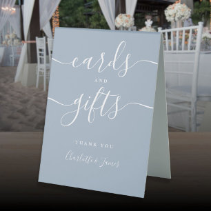 Script Cards And Gifts Dusty Blue Signature Table Tent