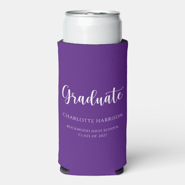 Script Casual Simple Graduation Party  Seltzer Can Cooler (Seltzer Front)