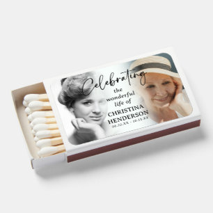 Script Celebration of Life Before & After Photo Matchboxes