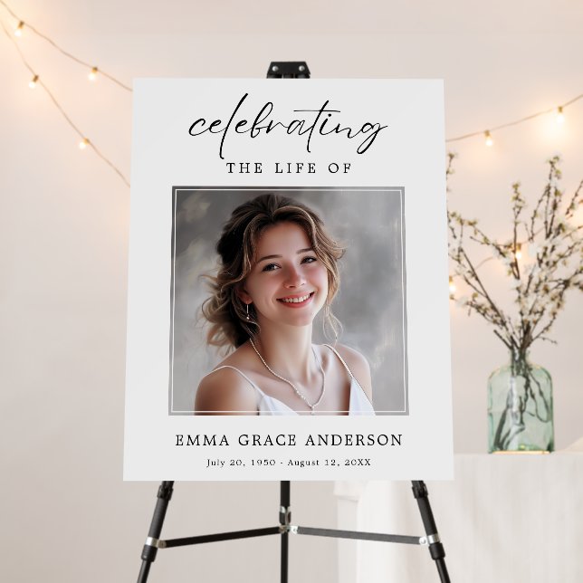 Script Celebration of life Memorial Funeral Photo Foam Board (In Situ (Stand))