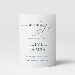Script Celebration of Life Memorial Remembrance Pillar Candle