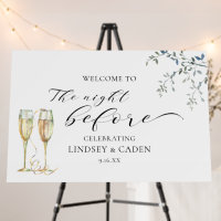 Script Champagne Greenery Night Before Wedding