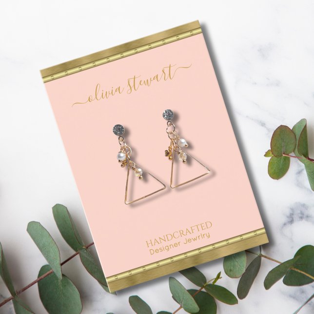 Script Chic Rose Gold Jewelry Earring Display Business Card (Creator Uploaded)