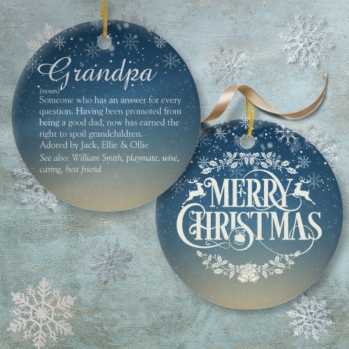Script Christmas Grandpa Grandad Pops Definition Ceramic Ornament