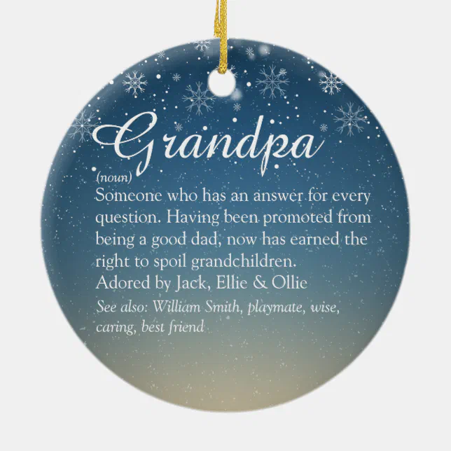 Script Christmas Grandpa, Grandad, Pops Definition Ceramic Ornament ...