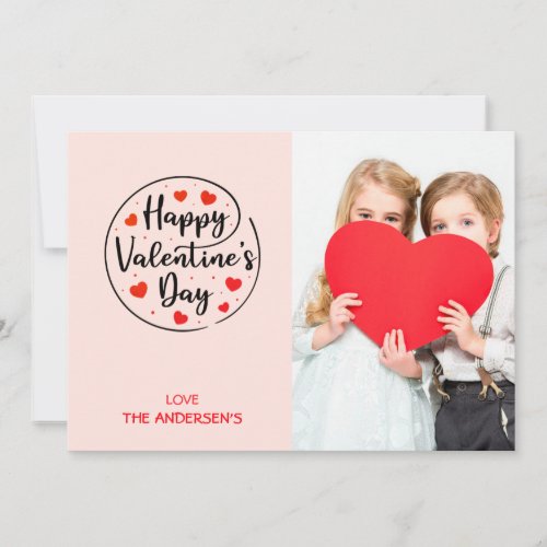 Script Circle Heart Happy Valentines Day Photo Holiday Card