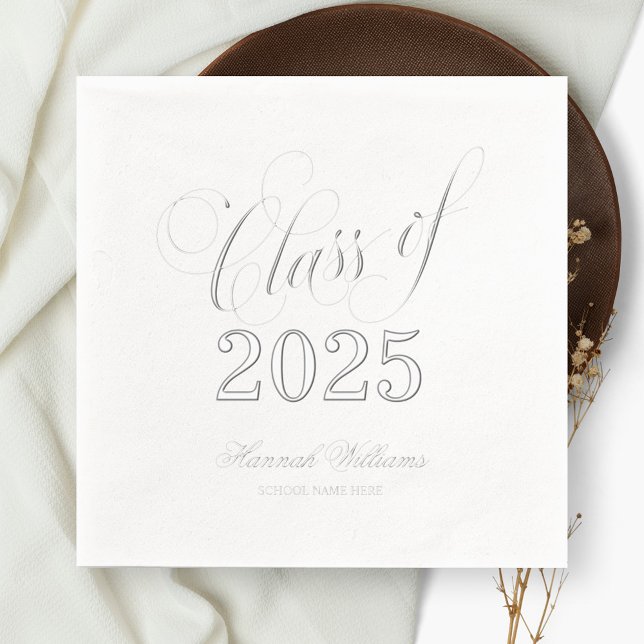 Script Class of 2025 Graduation Silver Foil Napkins (Creator Uploaded)