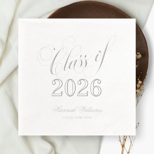 Script Class of 2026 Graduation Silver Foil Napkins