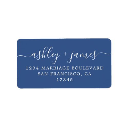 Script Classic Blue Wedding Return Address Label