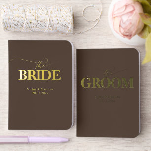 Script Classic Bride Groom Brown Wedding Foil Vow Books
