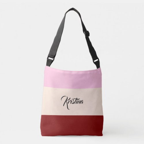 Script Color Block Light Pink Beige  Maroon Crossbody Bag