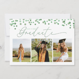 Script Confetti Photo Collage Graduation Invitation