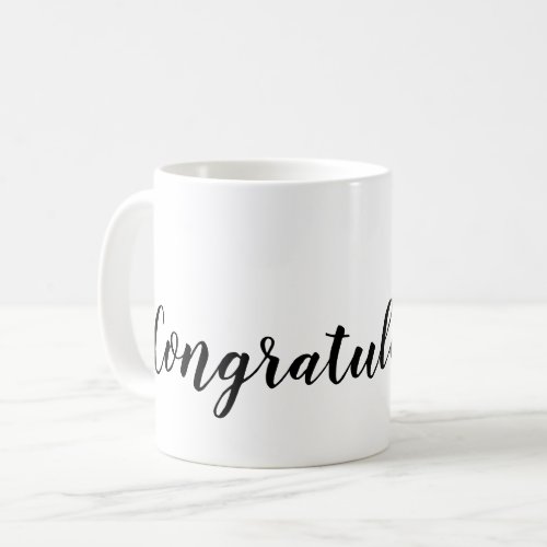 Script Congratulations Typography Black And White Coffee Mug