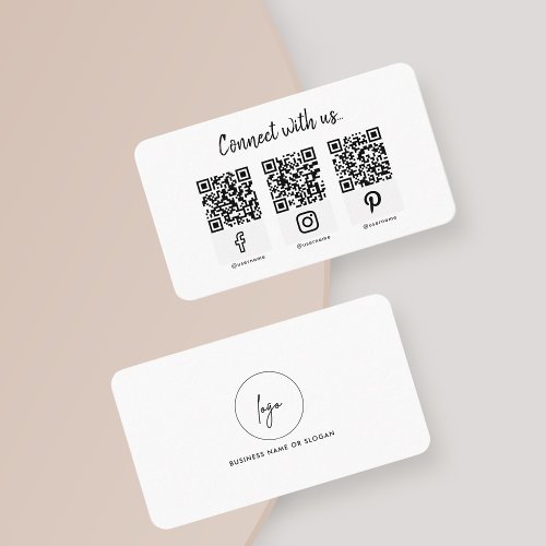 Script connect with us Social media logo QR code Business Card