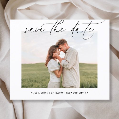 Script Contemporary Photo Wedding Save The Date