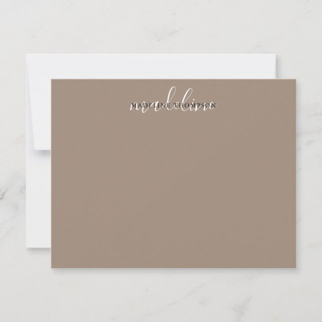 Script Cream Beige With Black Overlay Text Note Card (Front)