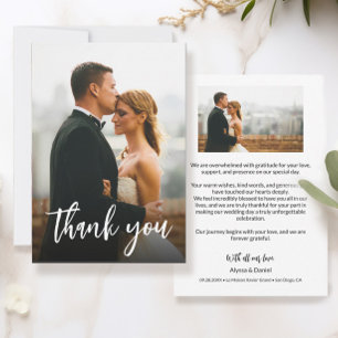 Script Custom 2 Wedding Photos Modern Thank You Card