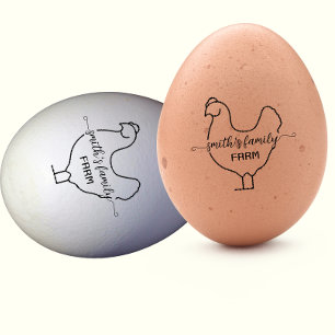 Script Custom Chicken silhouette Egg Mini Stamp
