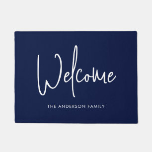 Script Custom Color Minimalist Family Name Welcome Doormat
