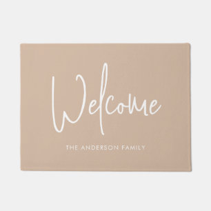 Script Custom Color Minimalist Family Name Welcome Doormat