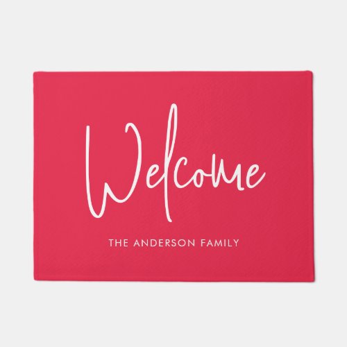Script Custom Color Minimalist Family Name Welcome Doormat