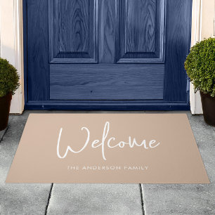 Script Custom Color Minimalist Family Name Welcome Doormat