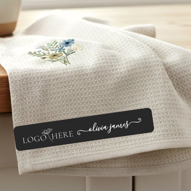 Script Custom logo and text black fabric clothing  Labels (Creator Uploaded)