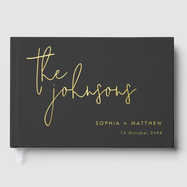 Script Custom Names Wedding Foil Guest Book (Front)