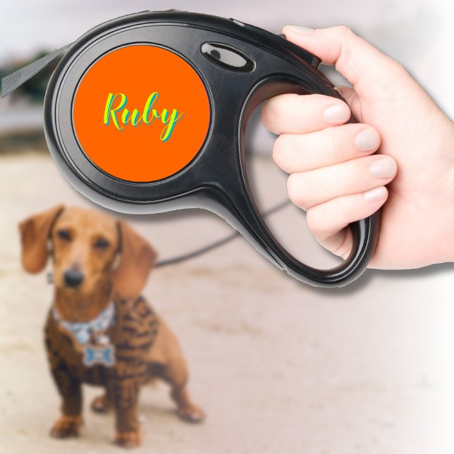 Script Custom Pet Name Clean Sunset Orange Retractable Pet Leash (Creator Uploaded)