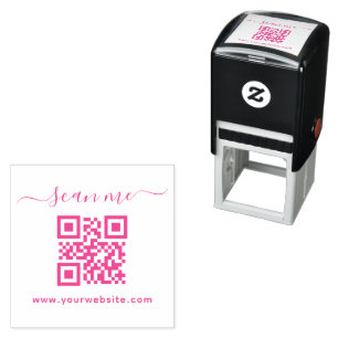 Script custom text and QR code Self-inking Stamp