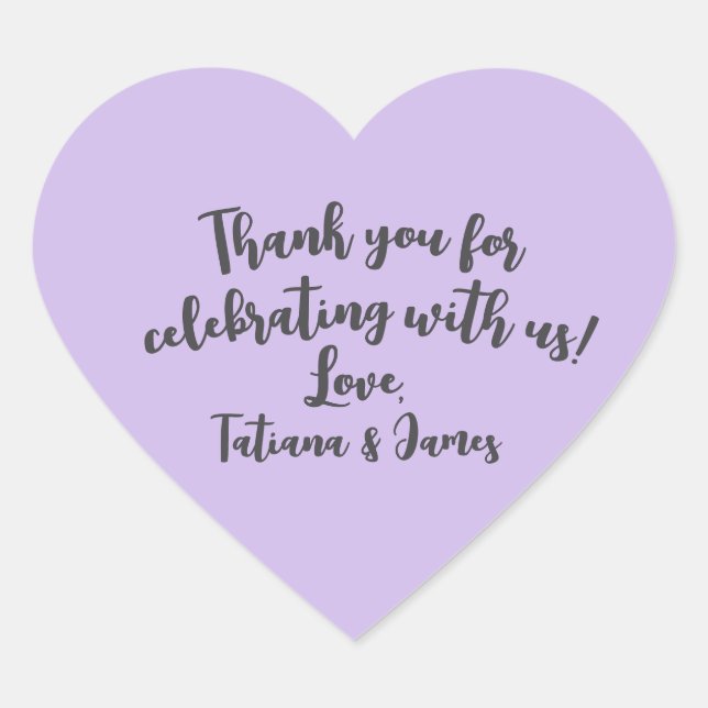 Script Custom Thank You Heart Favor Sticker (Front)