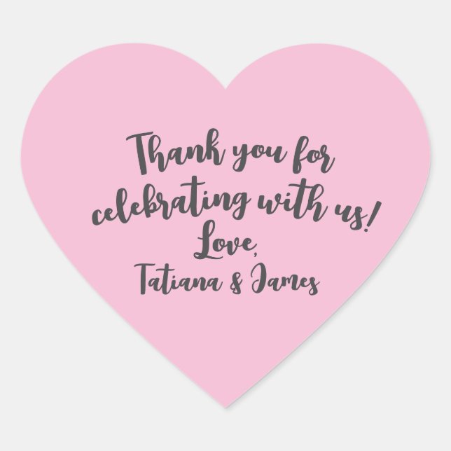 Script Custom Thank You Heart Favor Sticker (Front)