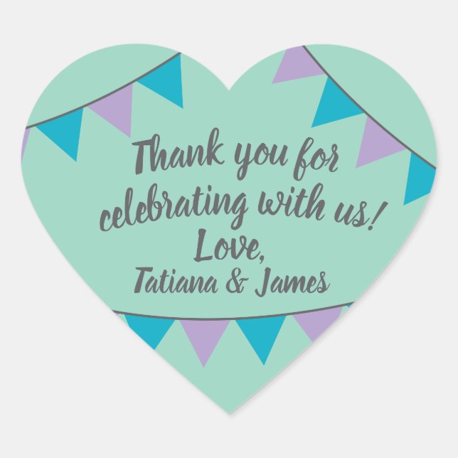 Script Customizable Thank You Heart Banners Sticker (Front)