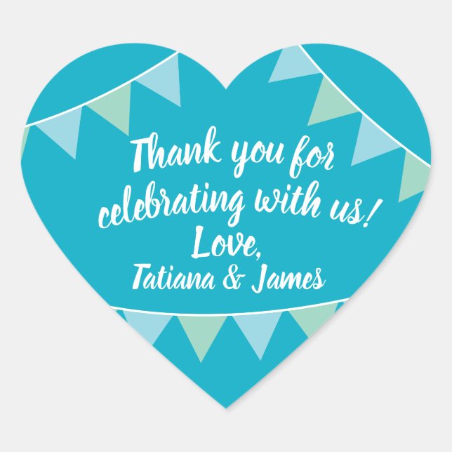 Script Customizable Thank You Heart Banners Sticker (Front)