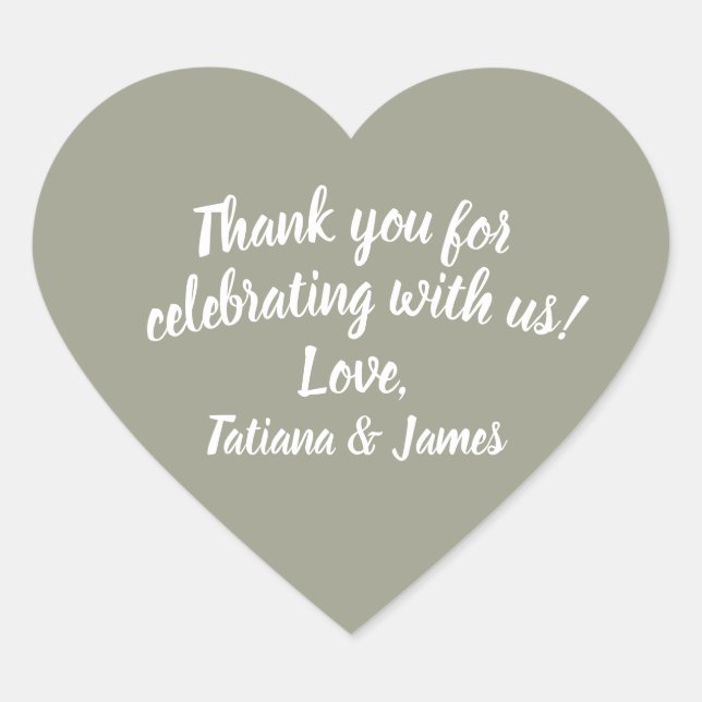 Script Customizable Thank You Heart  Sticker (Front)