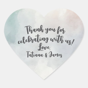 Script Customizable Thank You Heart Watercolor Sticker