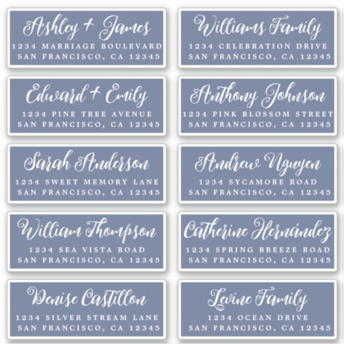 Script Dark Blue Wedding Guest Address Labels