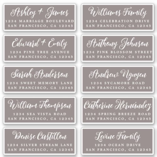 Script Dark Gray Wedding Guest Address Labels