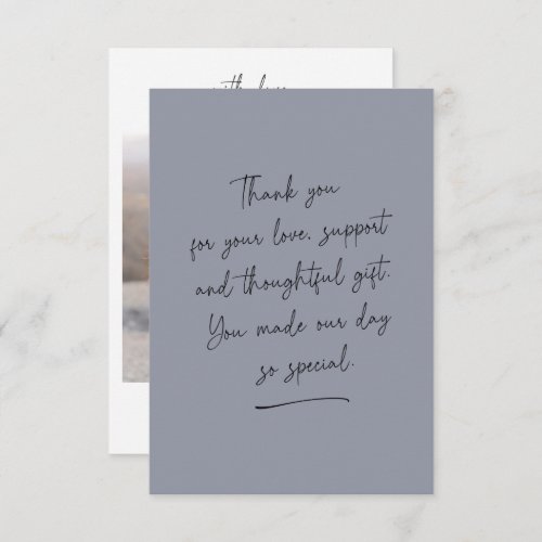 Script DarkGrey Thank You Message Photo Card