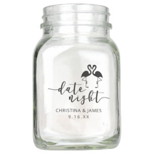 Script Date Night Flamingo Mason Jar