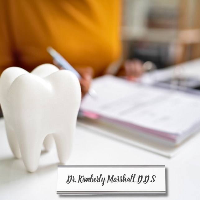 Script Dentist White Desk Name Plate (Creator Uploaded)