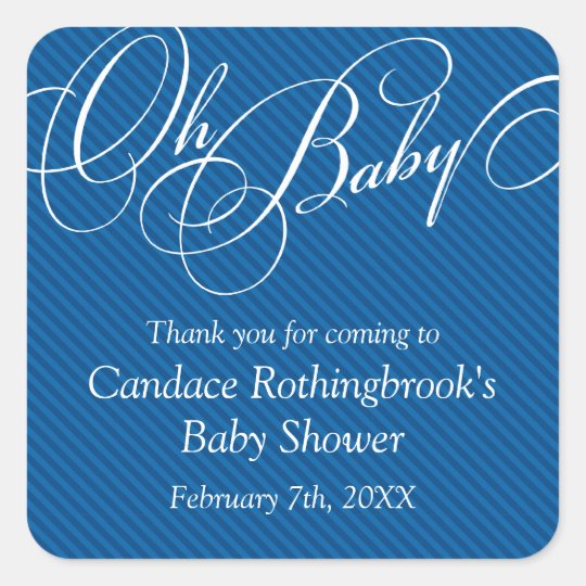 Script Diagonals in Cobalt Baby Shower Sticker