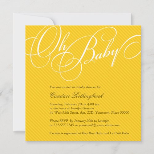 Script Diagonals in Gold Baby Shower Invitation