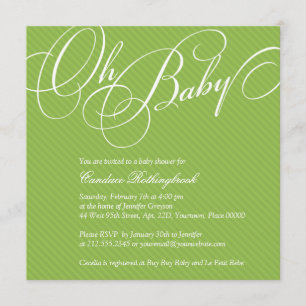 Script Diagonals in Lime Baby Shower Invitation