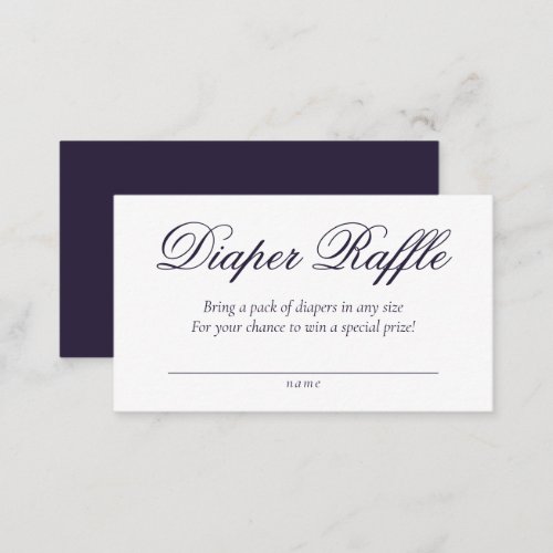 Script Diaper Raffle  Dark Purple Baby Shower Enclosure Card