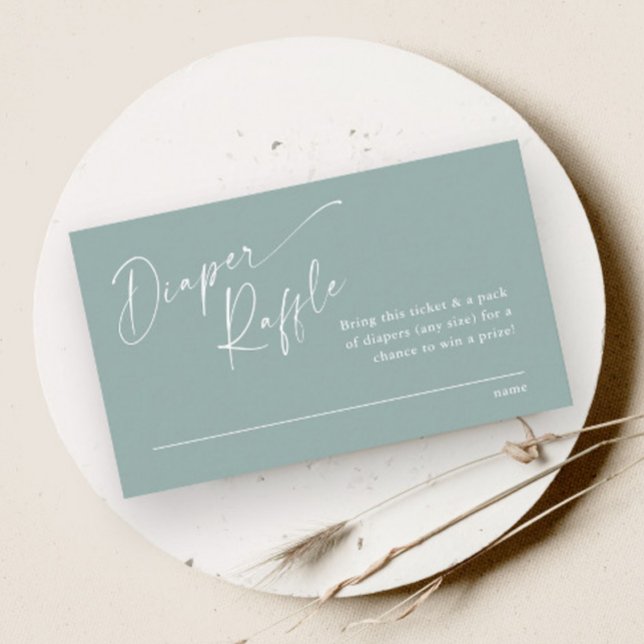 Script Diaper Raffle Neutral Baby Shower Enclosure Card (Modern script gender neutral sage green baby shower diaper raffle enclosure card.)